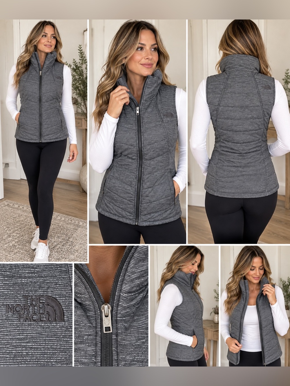 THE NORTH FACE Womens Gray
Pseudio Full Zip Quilted Gilet Puffer
Vest Size Small - Picture 4 of 10